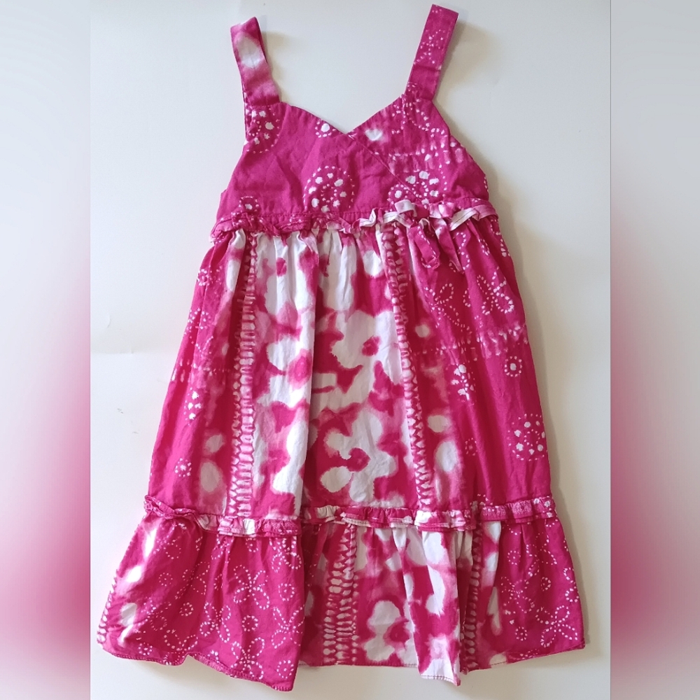 Girls' Hot Pink and White Ruffled Sundress Size 5T